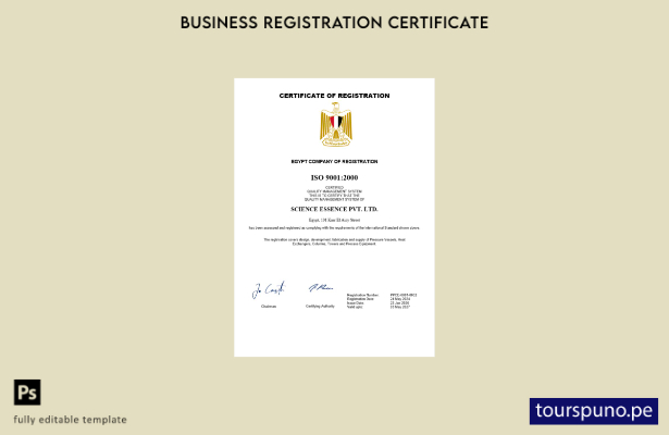 listo para imprimir Plantilla de plantilla de certificado de registro de Egipto 